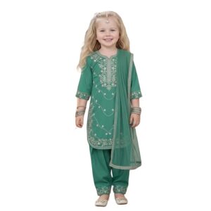 A.T.U.N. (ALL THINGS UBER NICE) Elegant Embroidered Heavy Thread Work 3 Piece Salwar Suit Set with Dupatta for Girls | Traditional Festive Ethnic Wear Party Outfit