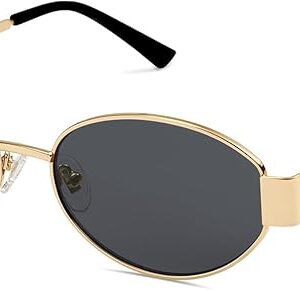 CREEK Retro Oval Sunglasses for Women & Men | Trendy Metal Sun Glasses Classic Shades | UV400 Protection