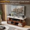 about space tv stand engineered wood tv showcase with foot pad entertainment console shelf storage for set top box, decor, books for living room tv unit oak red(l 101 x b 40.5 x h 41 cm)