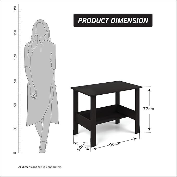 callas engineered wood computer desk with shelf – modern laptop study table for home office, workstation & writing desk for students and professionals (st 09 black)
