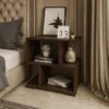 nest nature haven engineered wood contemporary bedside end table with three open shelves for book storage and a small nightstand organiser corner stand for office, bedroom, living room home decor