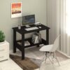 callas engineered wood computer desk with shelf – modern laptop study table for home office, workstation & writing desk for students and professionals (st 09 black)