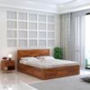 aman traders sheesham wood swiss queen size bed with box storage | wooden double bed cot palang furniture for bedroom living room home hotel (natural finish)